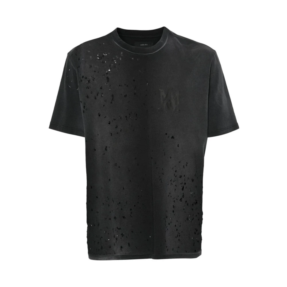 Amiri T-shirt met distressed effect en logo print Black Heren