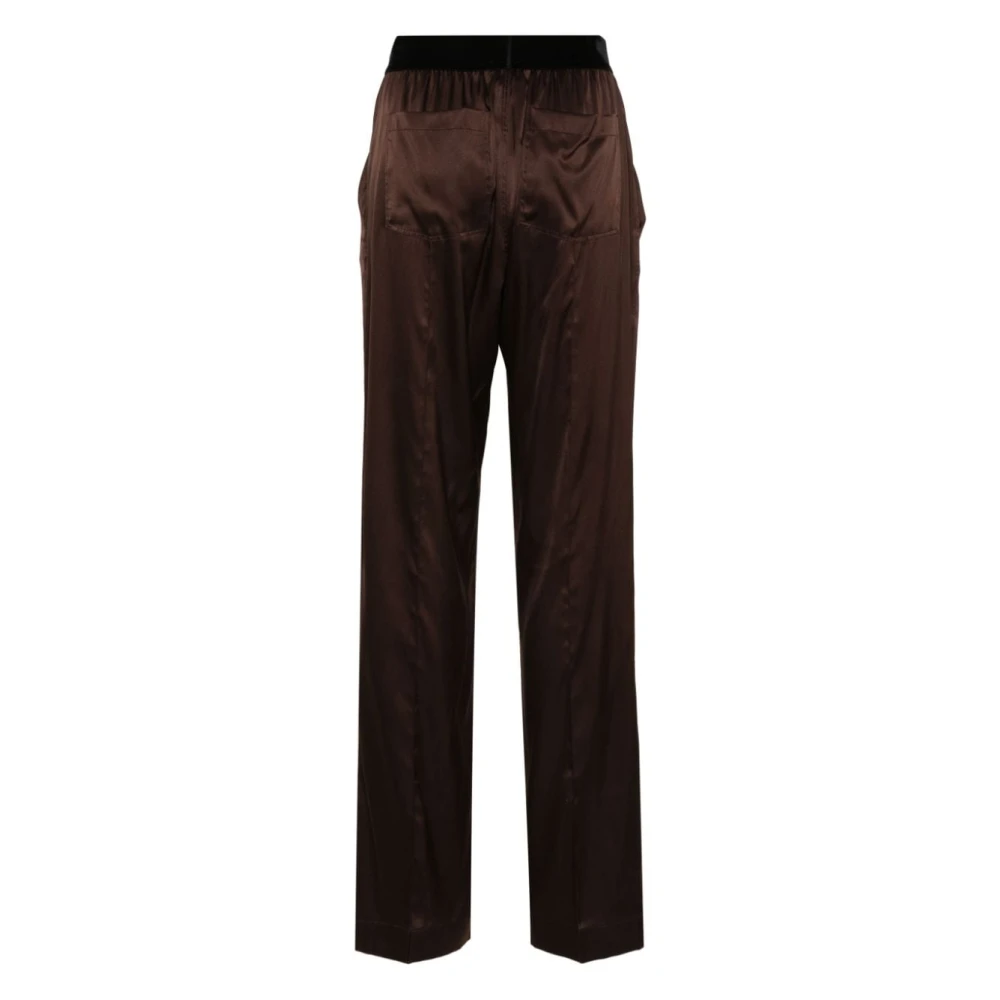 Tom Ford Bruine Zijdeblend Satijnen Broek Brown Dames