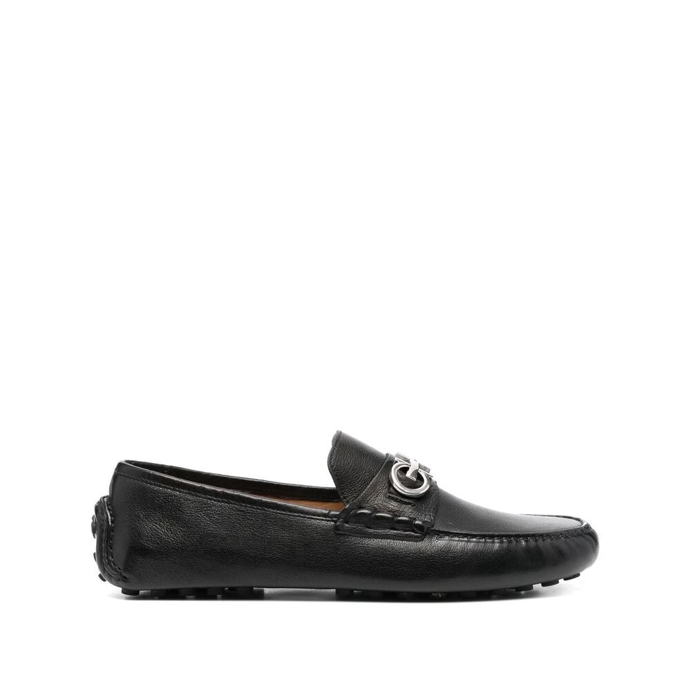 Salvatore Ferragamo Svart Läder Moc Sömn Skor Black, Herr