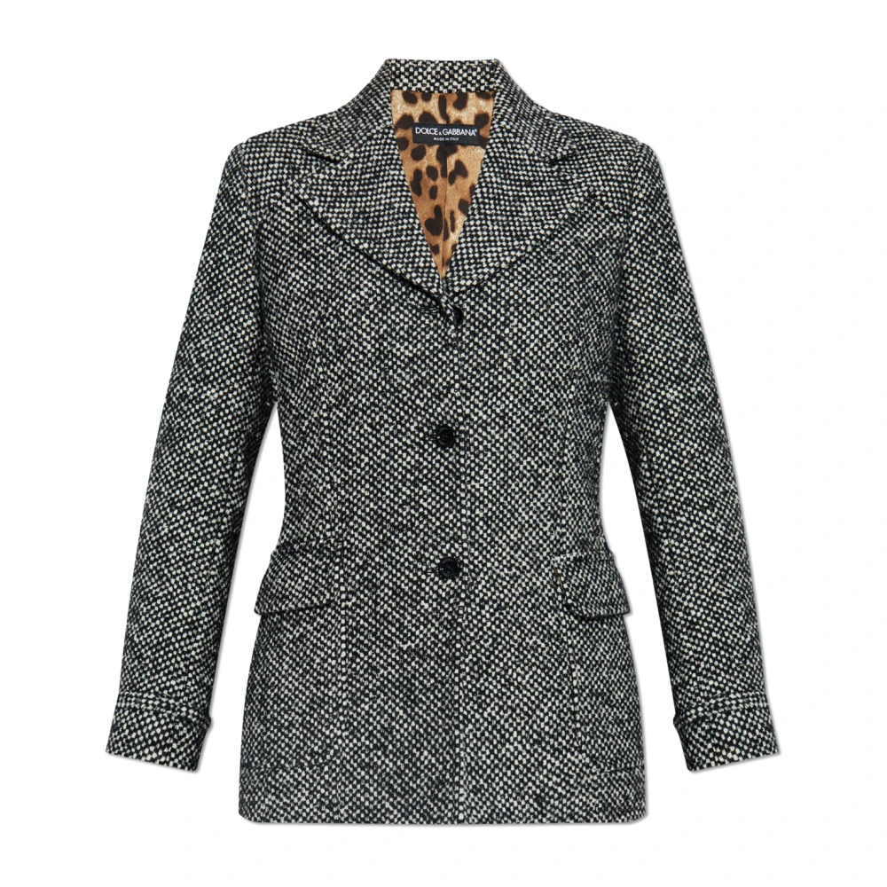 Dolce & Gabbana Vrouw Grijs Jassen Dames, S, Wol, Single-Breasted Blazer