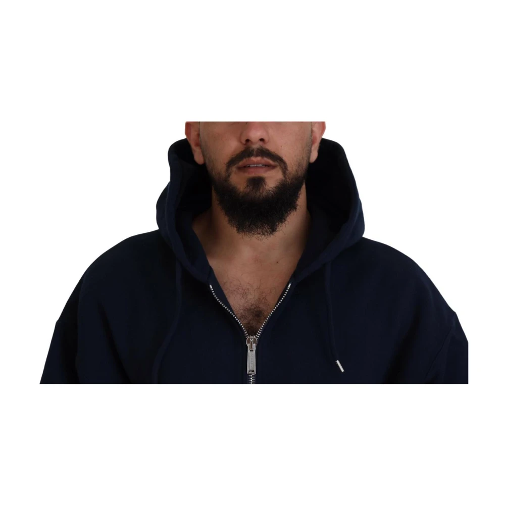 Dsquared2 Blauwe Katoenen Hoodie met Rits Blue Heren