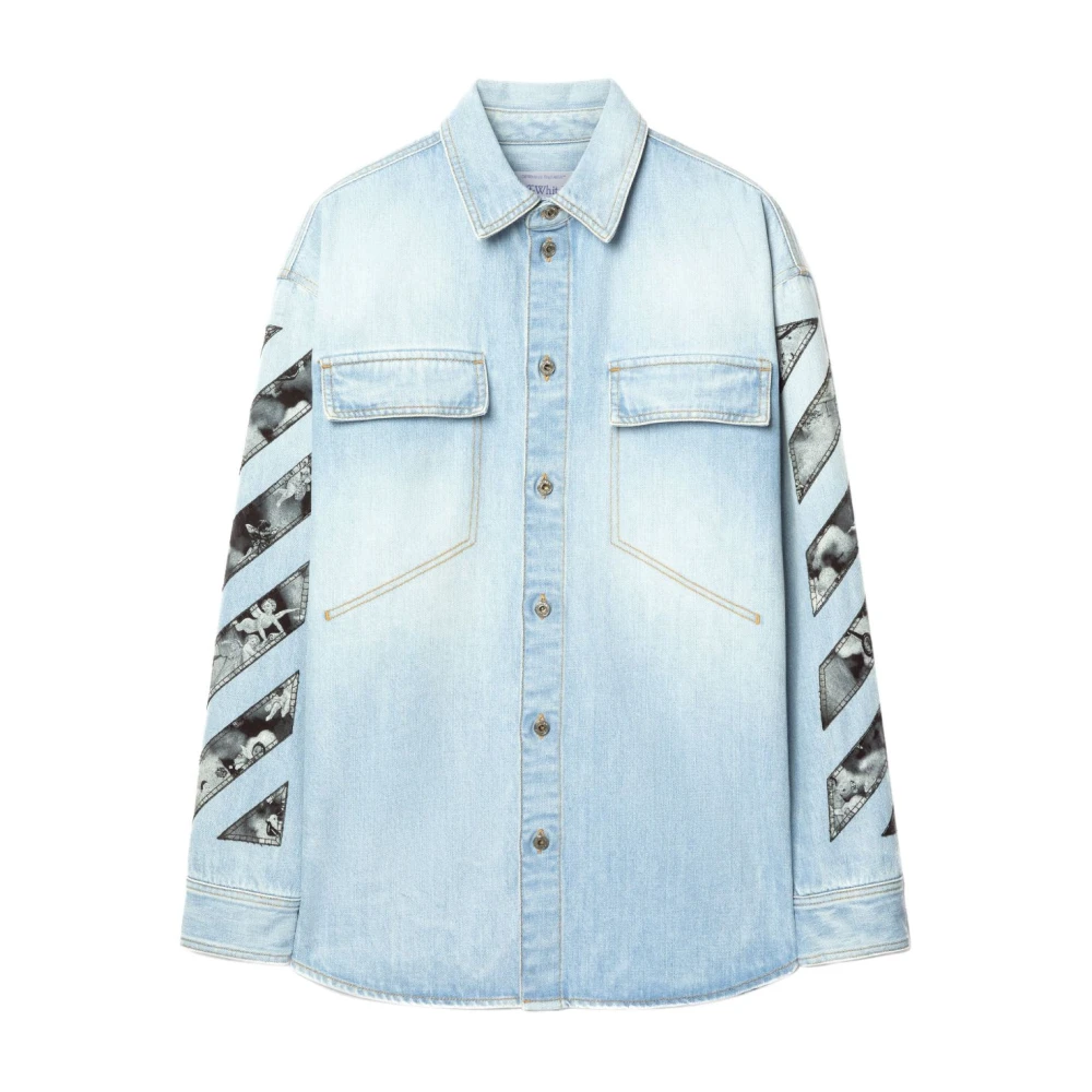 Off White Light Blue Denim Shirt With Arrows - Male - Denim Shirts - Blue - M - Shirts