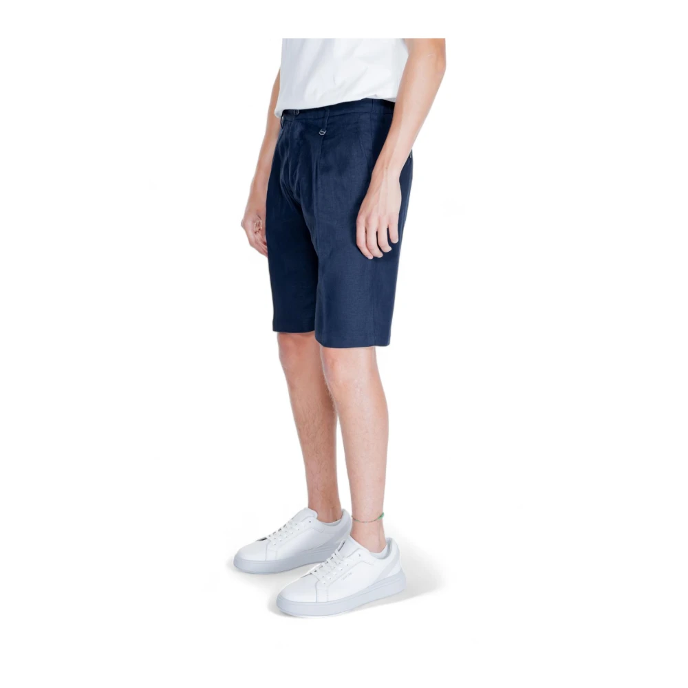 Antony Morato Blauwe Linnen Shorts Klassieke Pasvorm Blue Heren