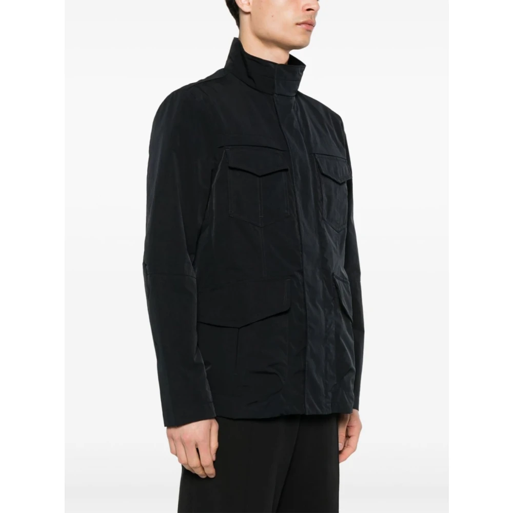 Peuterey Blauwe Waterafstotende Jas Lichtgewicht Poplin Blue Heren
