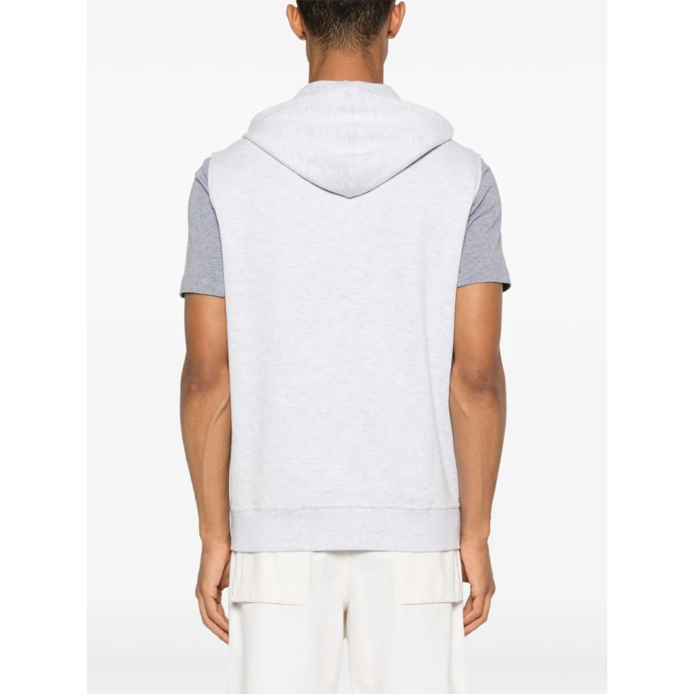 BRUNELLO CUCINELLI Grijze Hoodie Sweater Jersey Katoen Gray Heren