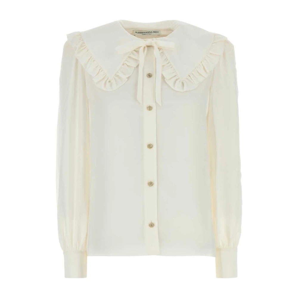 Alessandra Rich Women's White Silk Blouse With Peter Pan Collar