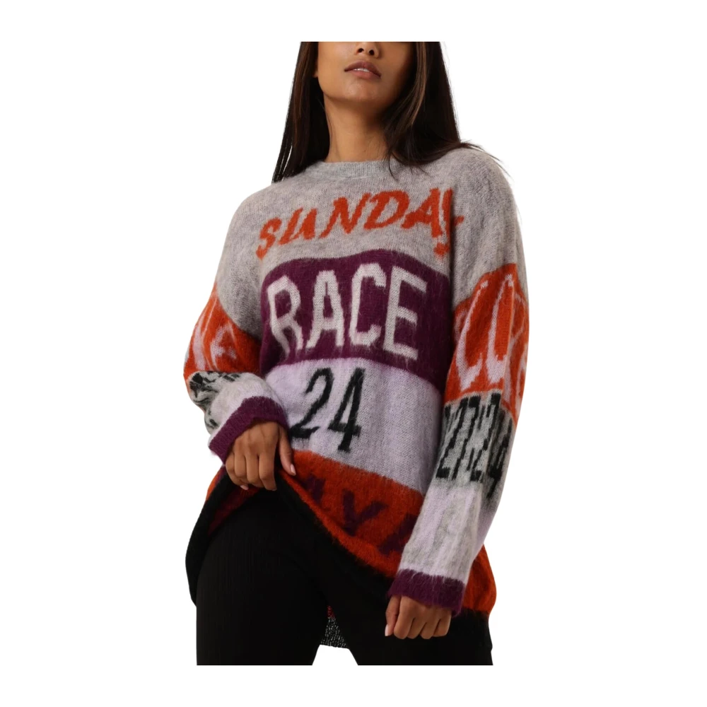 Amaya Amsterdam Race Sweater Dames Trui Grijs Multicolor Dames
