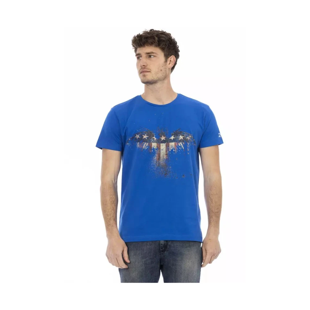 Trussardi Men's Blue T-Shirts, L, Stylish Short Sleeve T-Shirt With Print