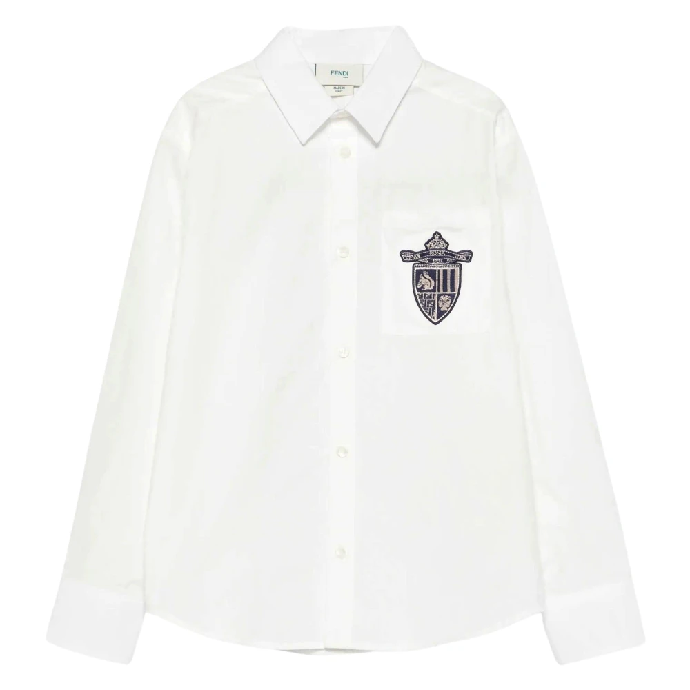 Fendi Unisex Kids White Cotton Poplin Boys Shirt - Kids Shirts - 12 Y - Kids
