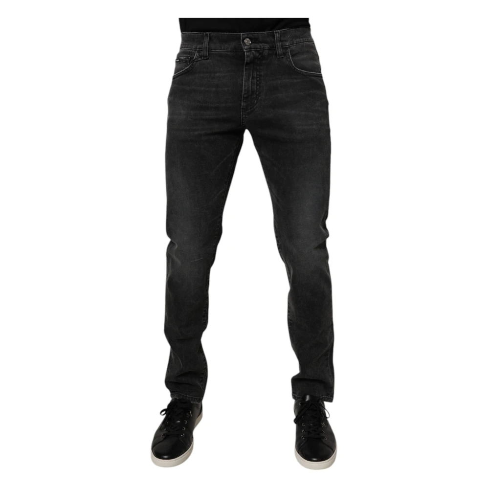 Dolce & Gabbana Men's Black Skinny Denim Jeans With Zipper