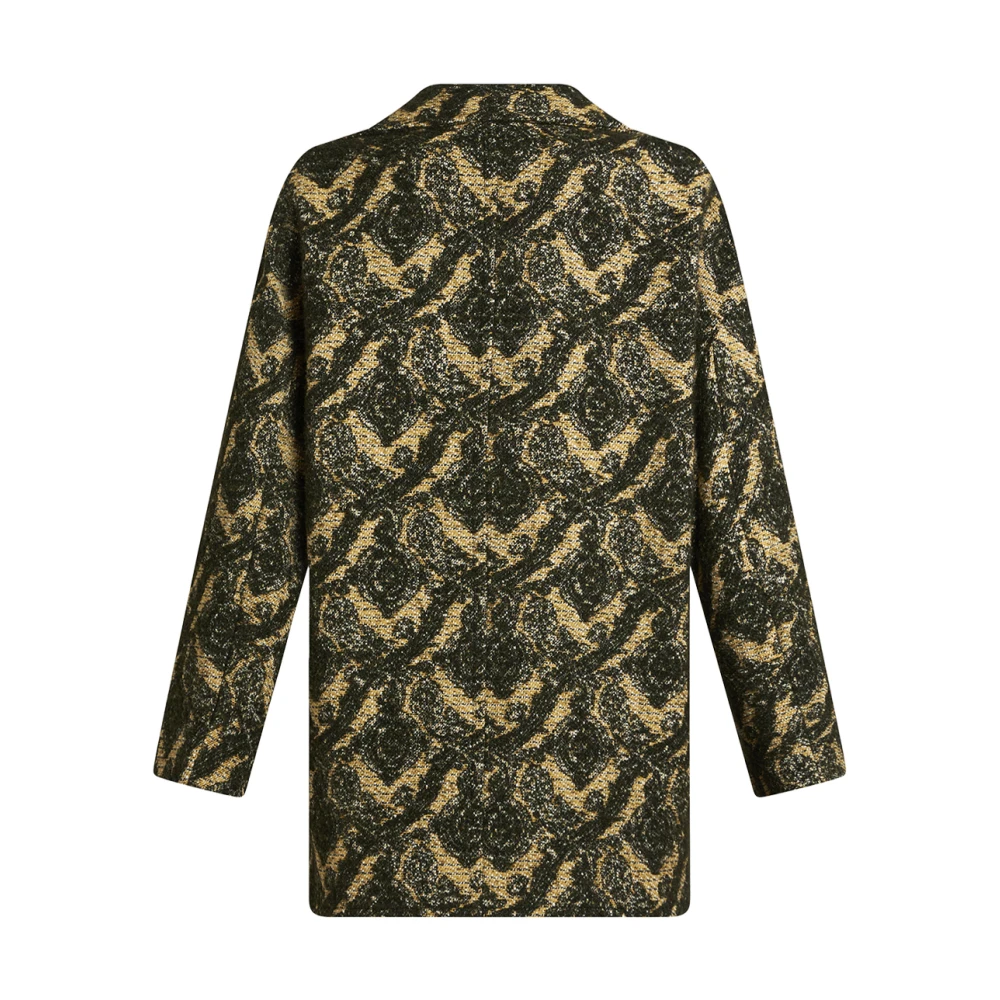 ETRO Gele Jacquard Bouclé Double-Breasted Jas Multicolor Dames