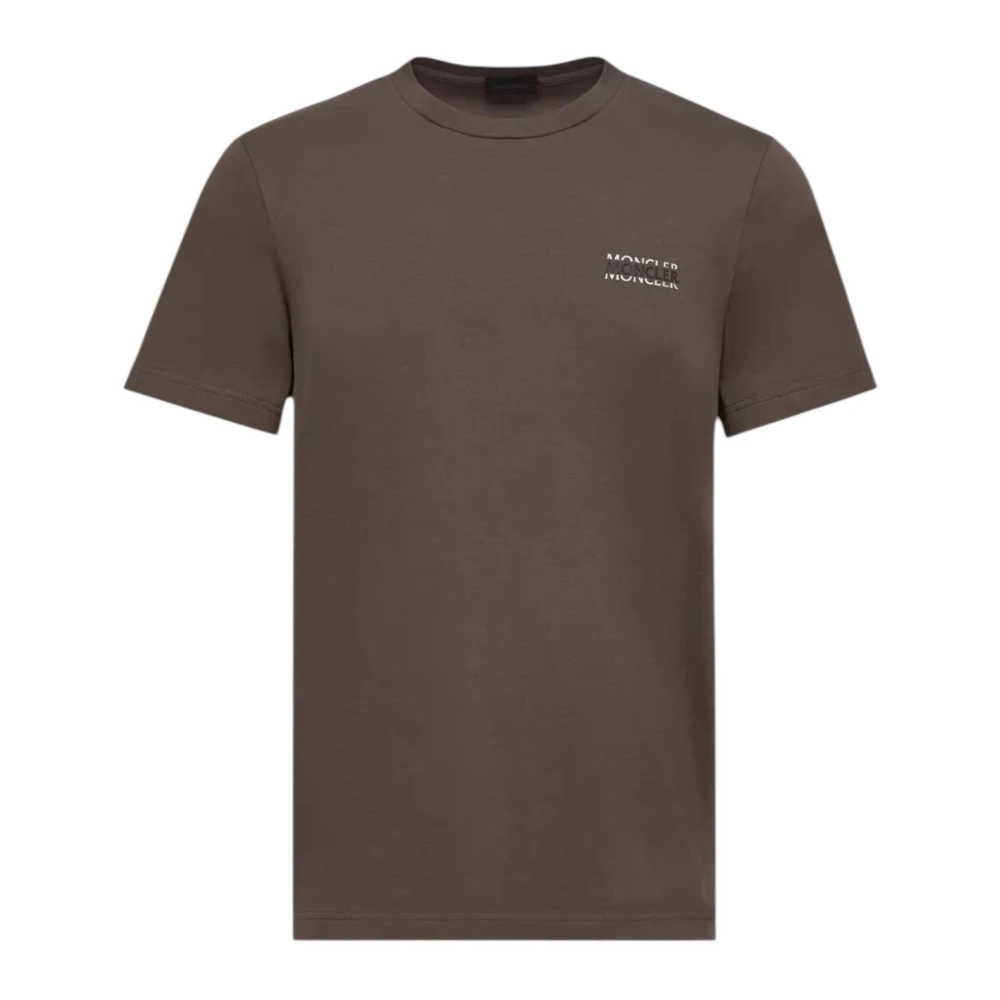 Moncler Brown T-Shirts, Male, L, Logo Cotton Jersey T-Shirt