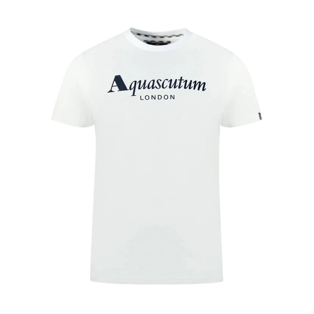 Aquascutum Katoenen T-shirt met Union Jack vlag White Heren