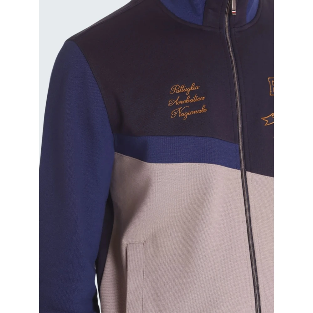 aeronautica militare Kleurrijke Katoenen Sweatshirt met Gouden Borduursel Blue Heren