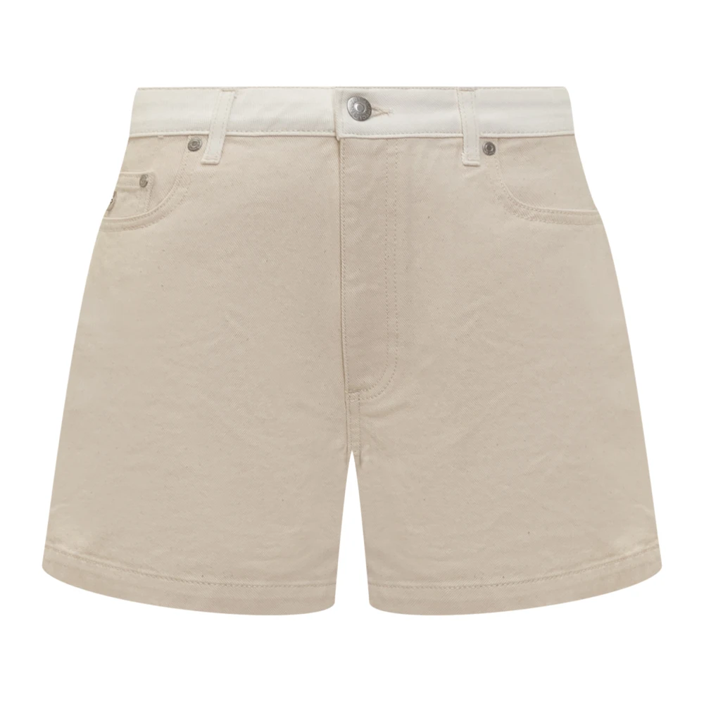 Stella Mccartney Wijde Denim Shorts met Metalen Logo Beige Dames