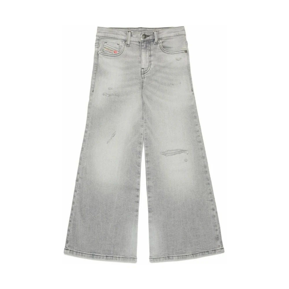 Diesel Barn Distressed Jeans Grå Knappstängning Gray, Flicka