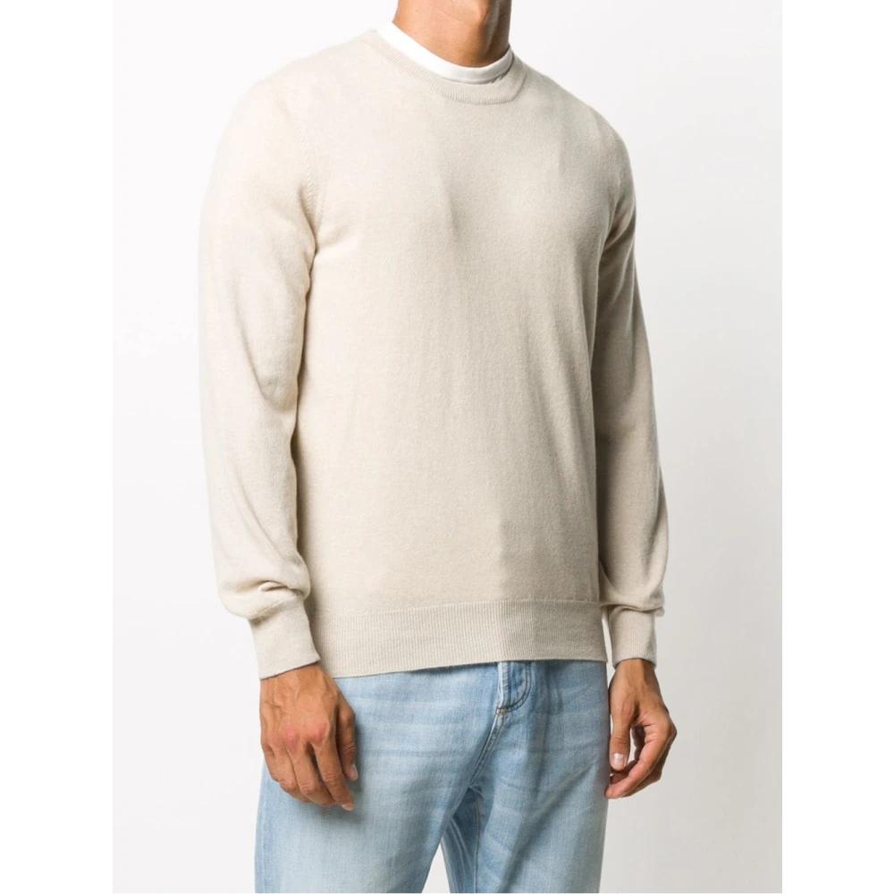 BRUNELLO CUCINELLI Luxe ronde hals trui knitwear Beige Heren