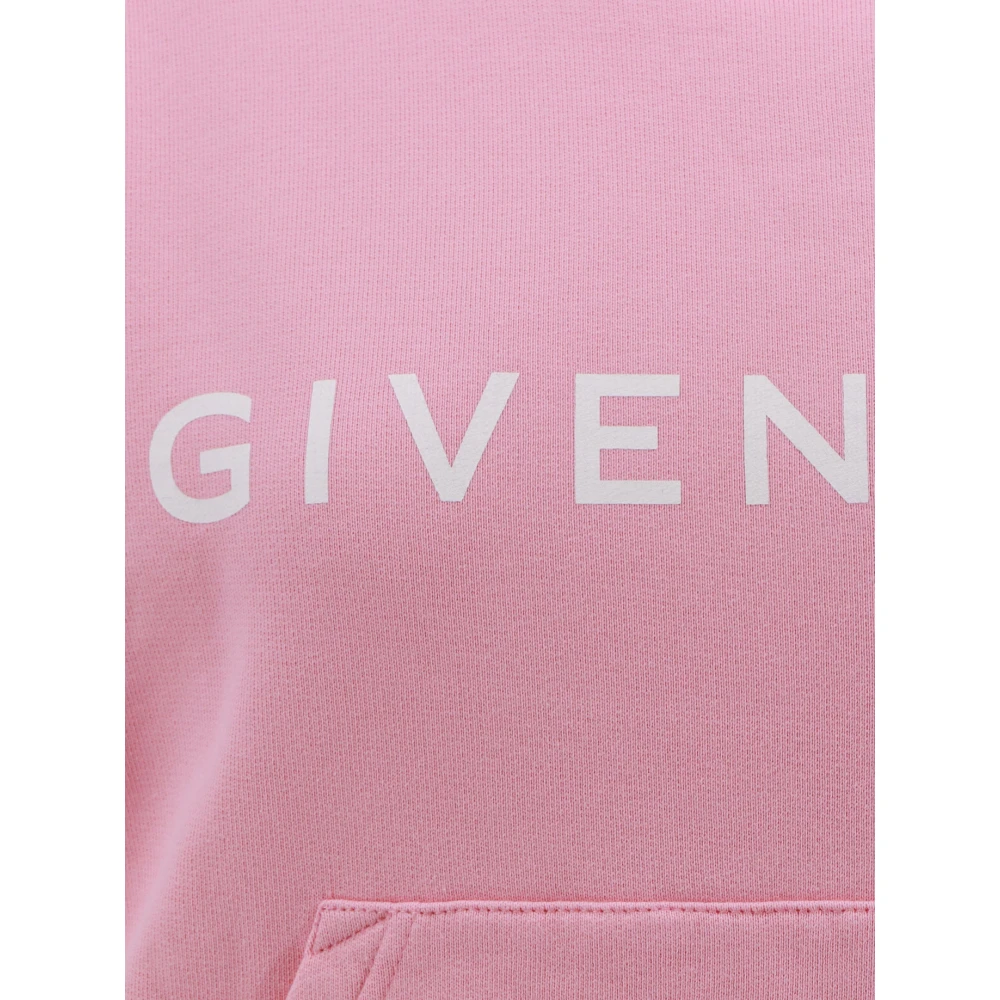 Givenchy Katoenen Hoodie met Raffelige Onderkant Pink Dames