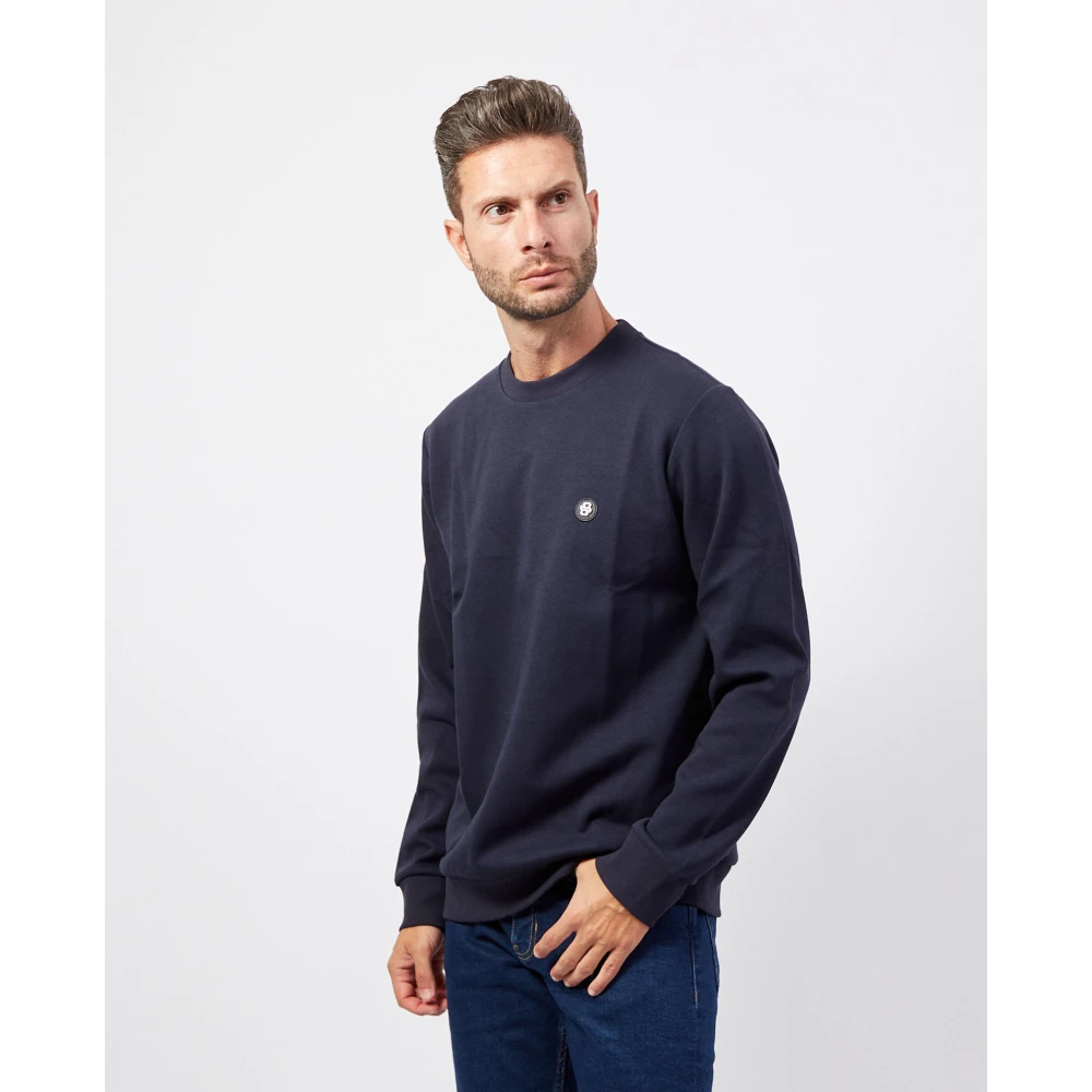 Hugo Boss Blauwe Katoenen Trui met Ronde Hals Blue Heren