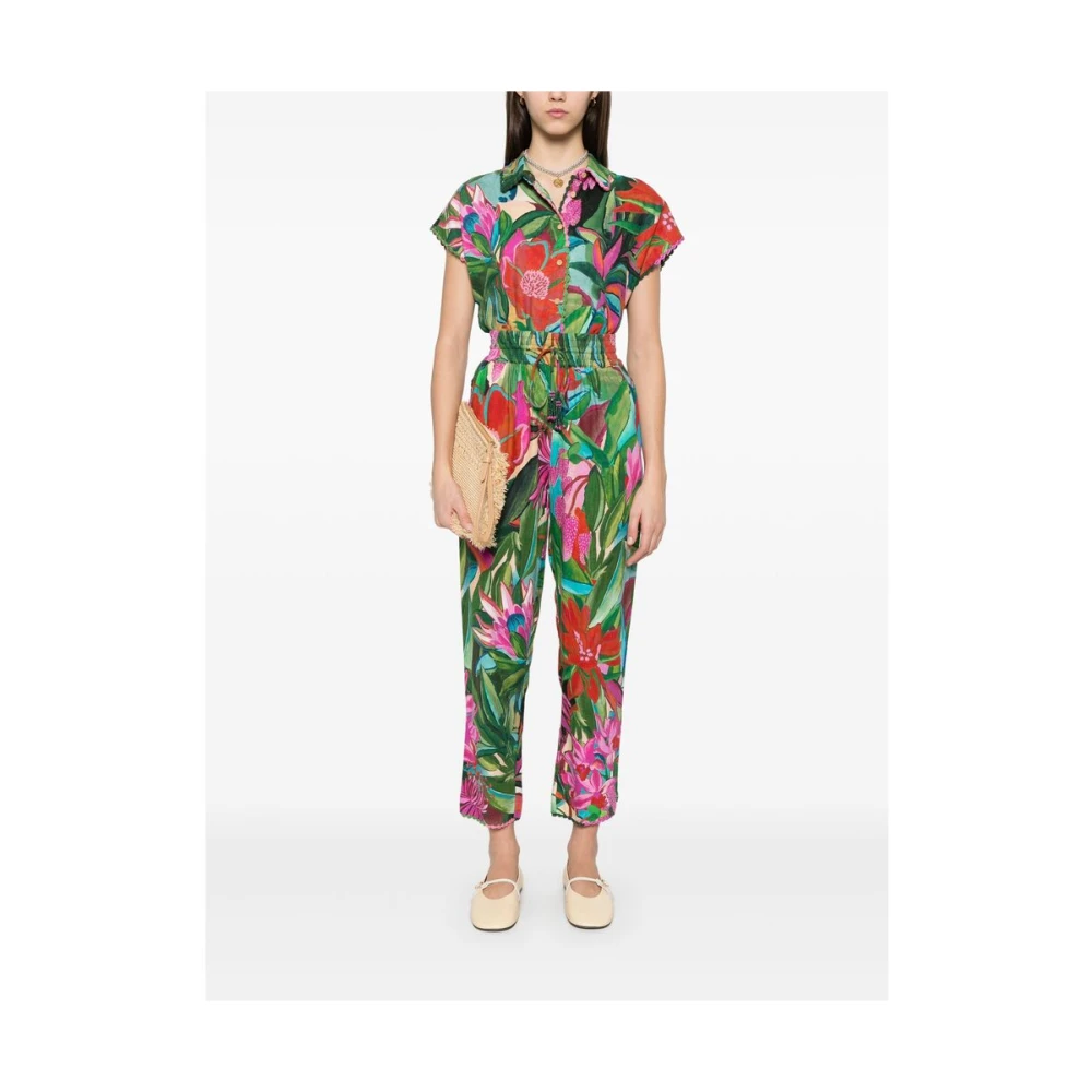 Farm Rio Groene Elastische Trekkoord Tailleband Multicolor Dames