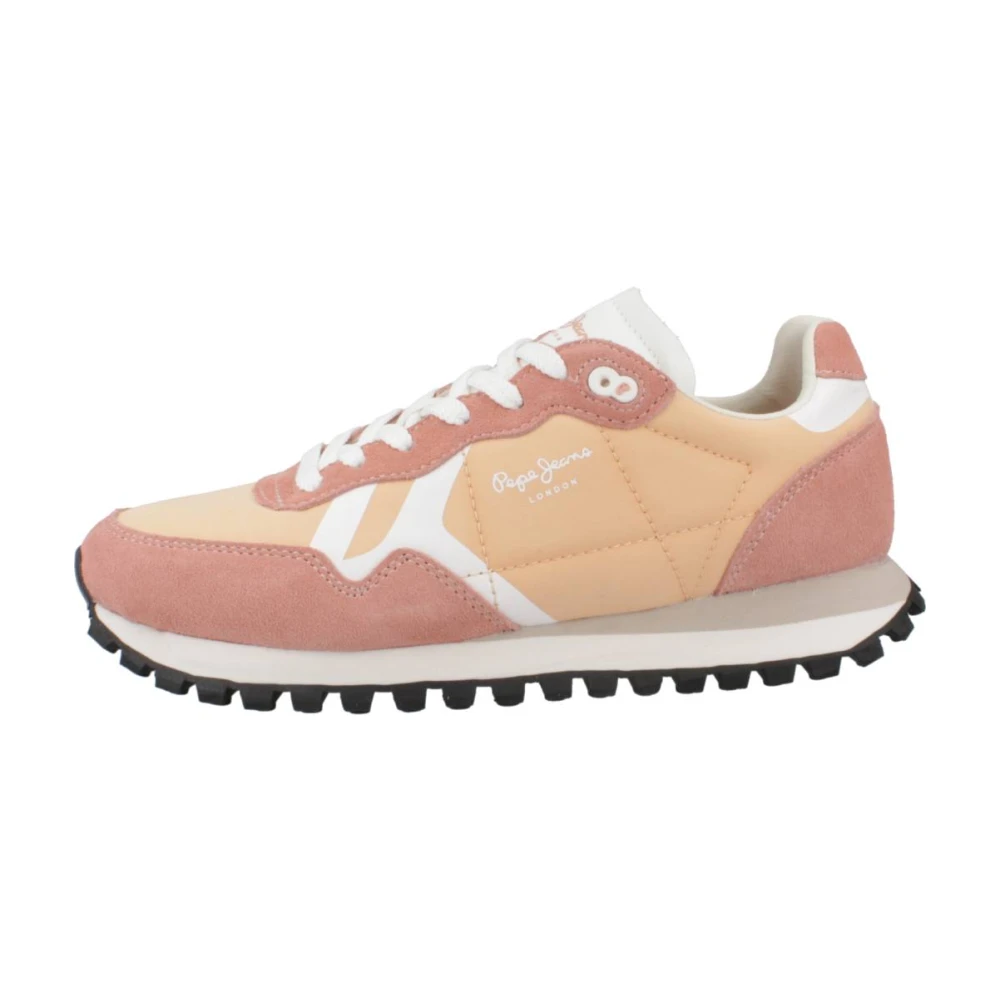 Pepe Jeans Stijlvolle Print Sneakers voor Modieuze Vrouwen Dames Schoenen Oranje