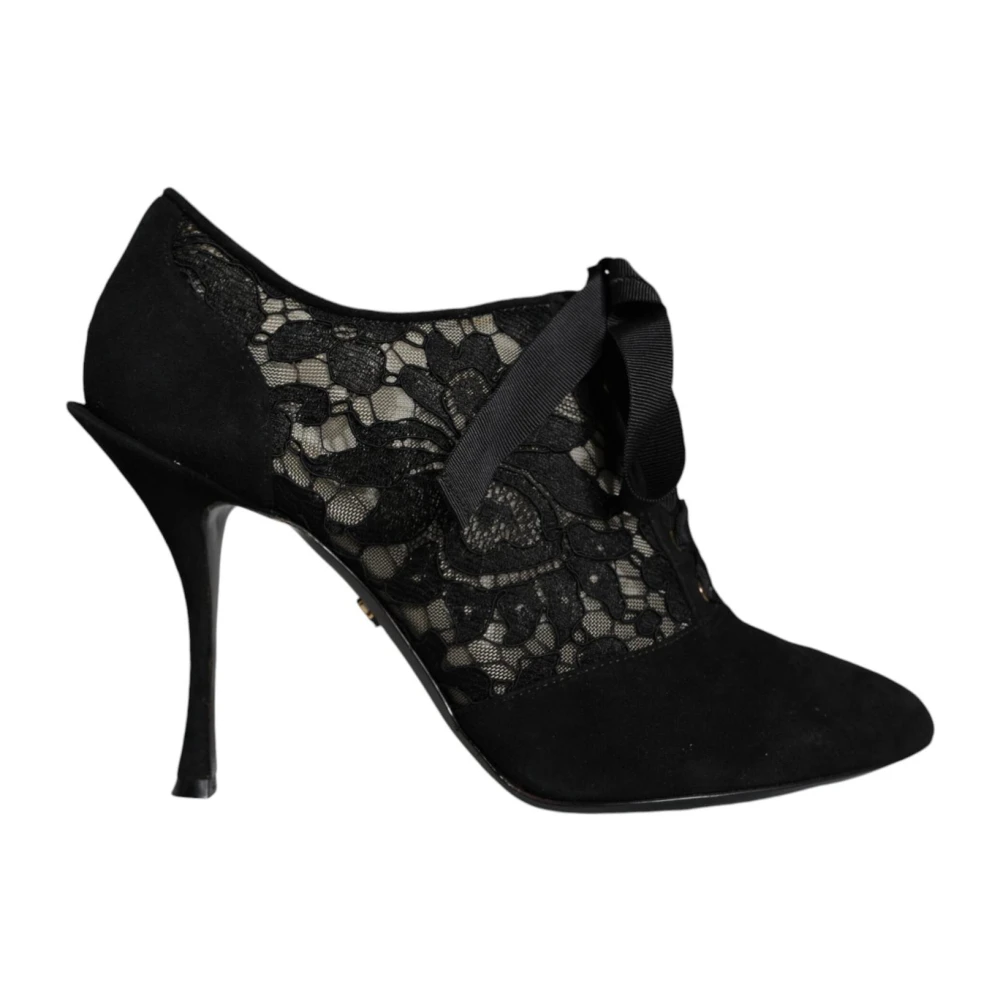 Dolce & Gabbana Women's Black Lace Up Stretch Heels