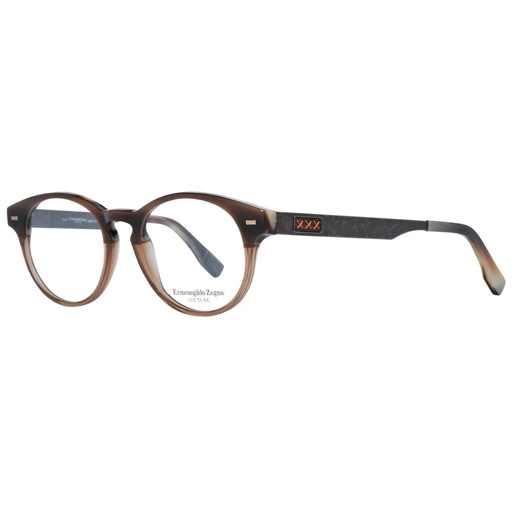 Zegna Men's Brown Round Optical Frames For