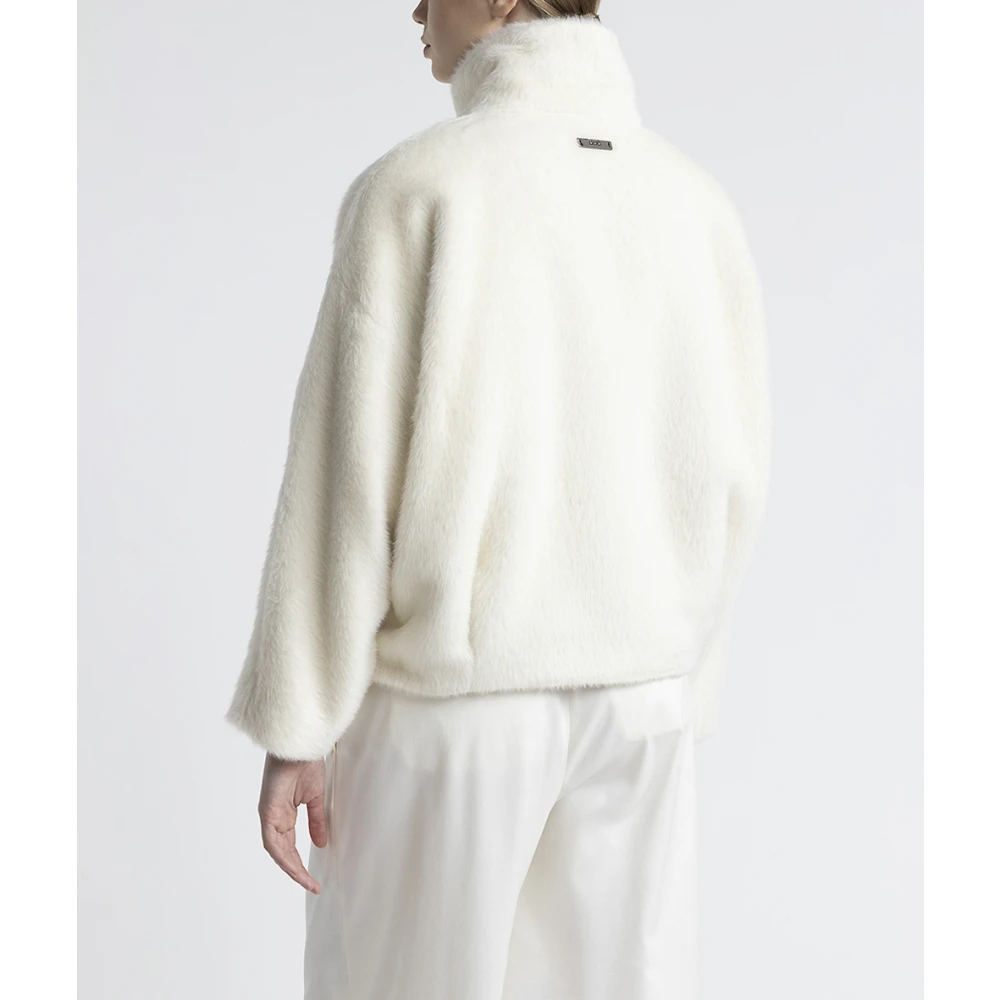PESERICO Alpaca en wollen double-breasted jas White Dames