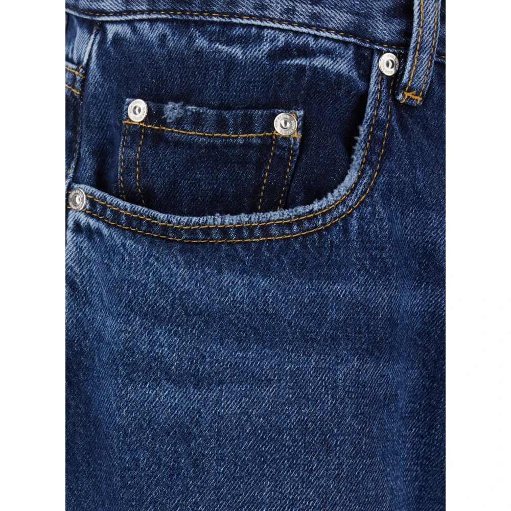 Icon Denim Blauwe Denim Five Pocket Jeans met Logo Patch Blue Heren