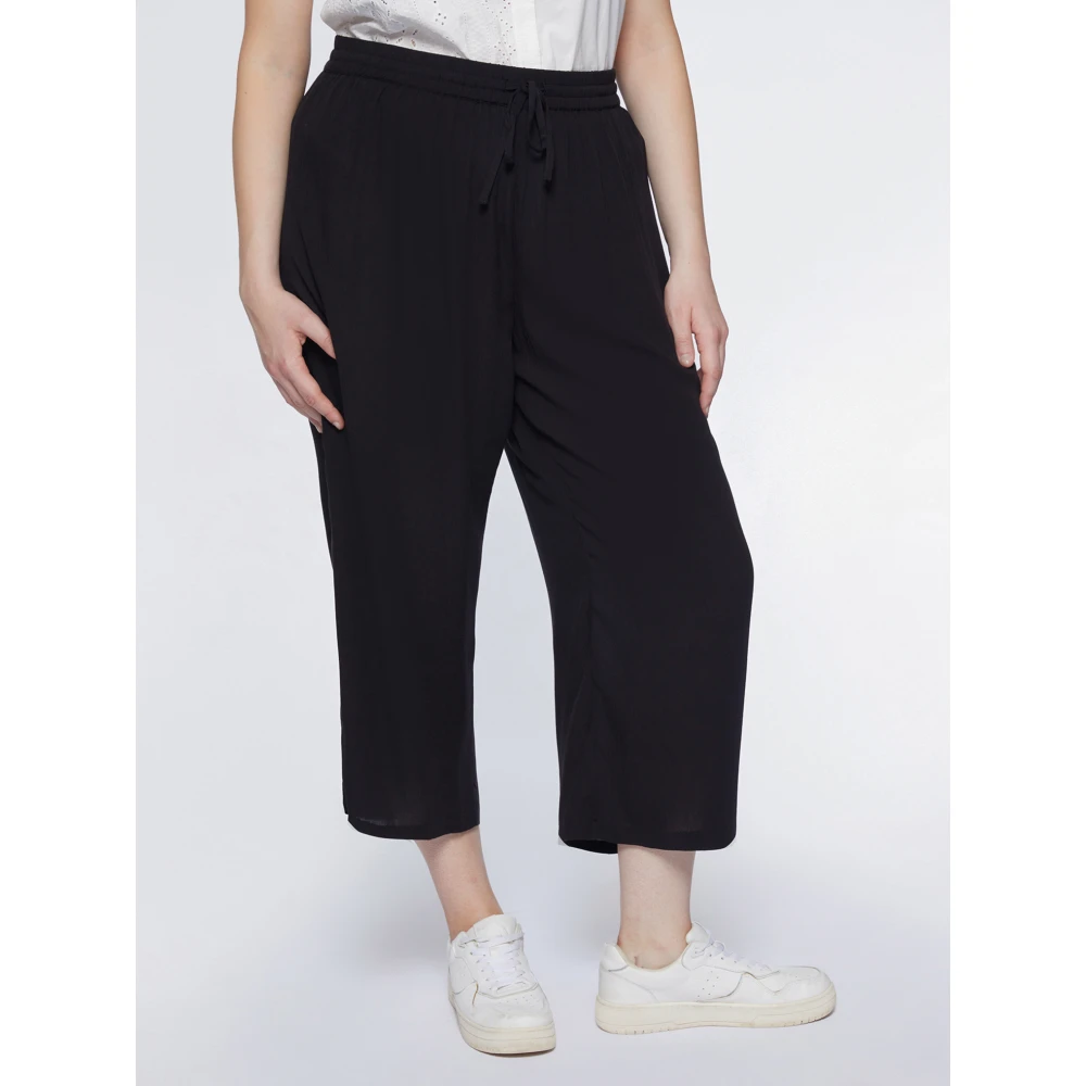 Fiorella Rubino Viscose Cropped Creponne Broek Black Dames