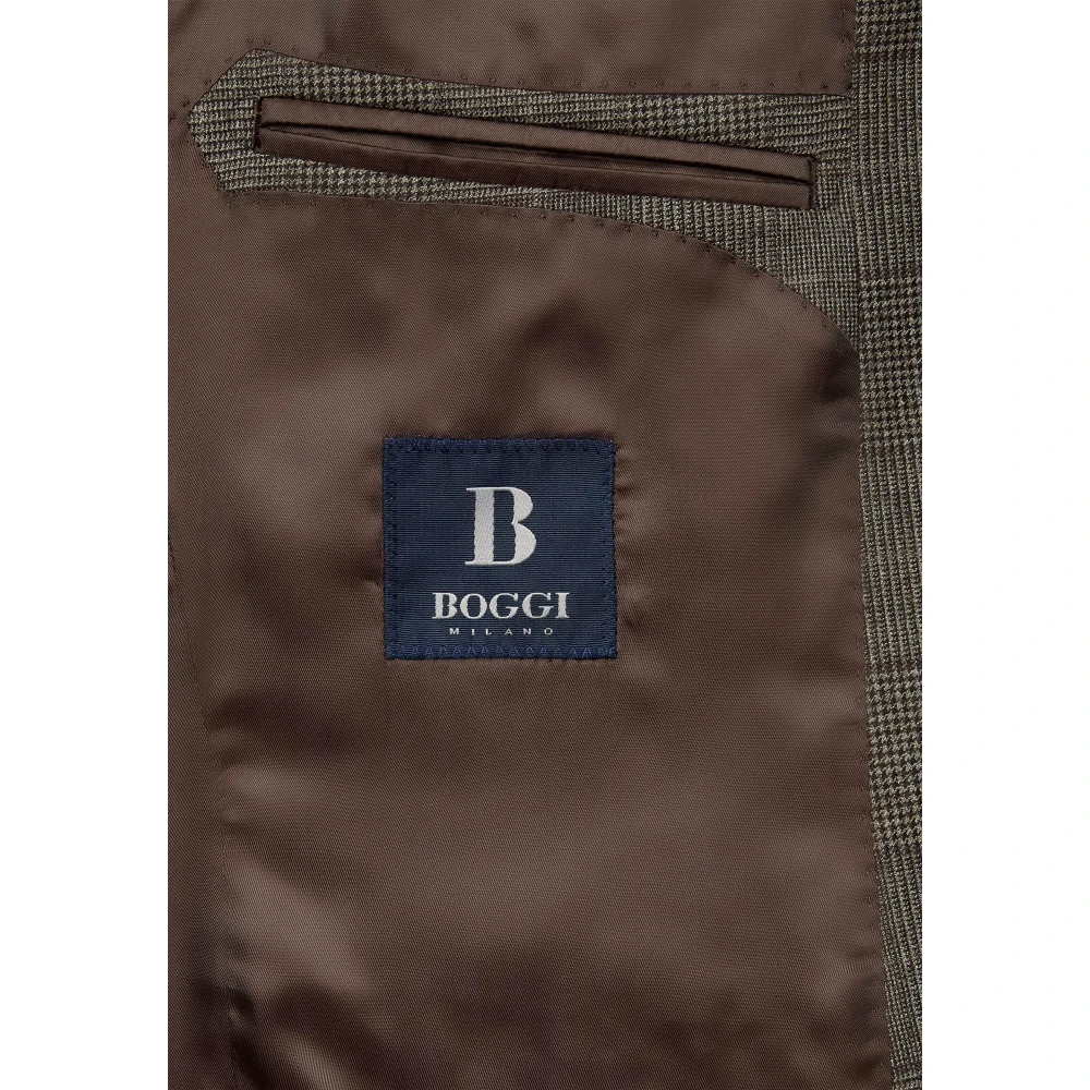 Boggi Milano Prince of Wales wollen blend pak Style Bruxelles Brown Heren