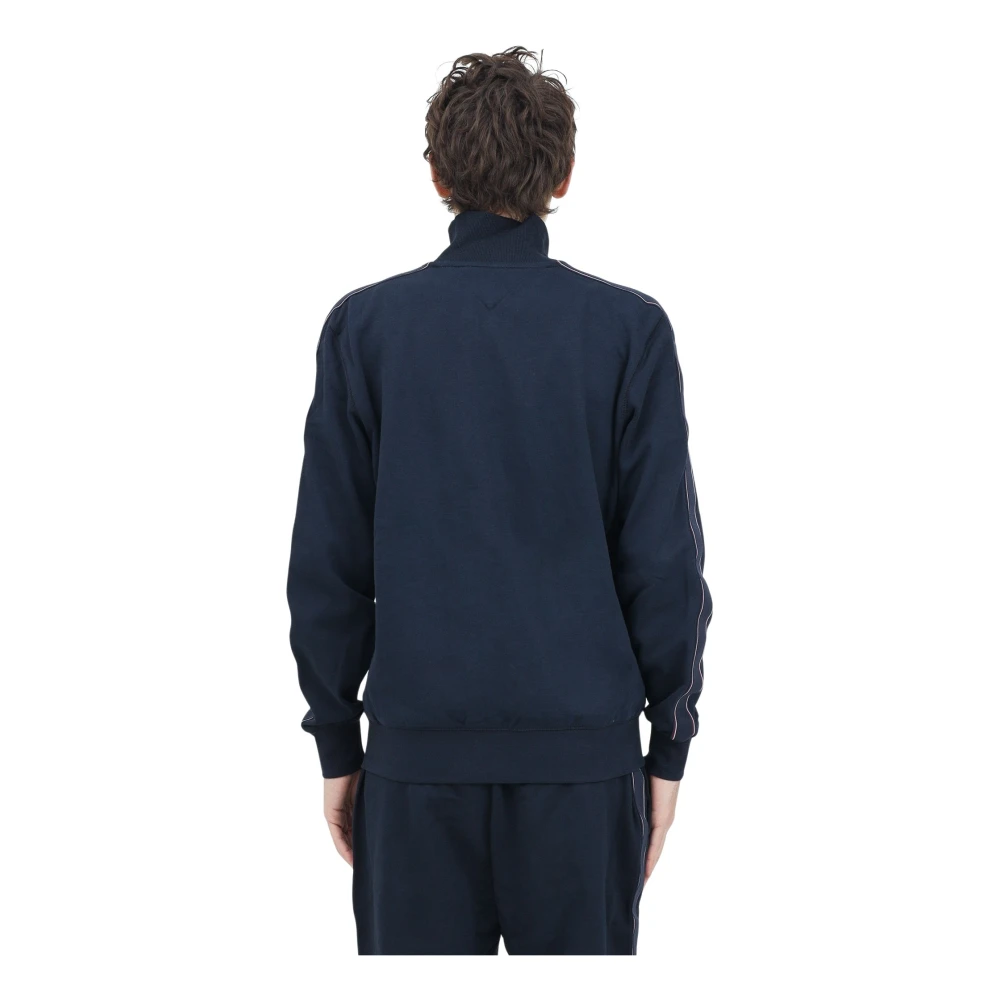 Tommy Hilfiger Blauwe Zip Sweater Sportief Design Blue Heren