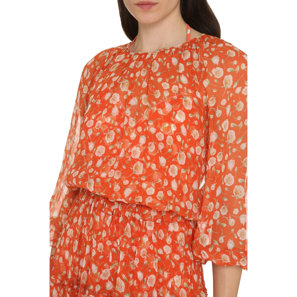 Alessia Zamattio Zijden mini-jurk met bloemenprint Orange Dames