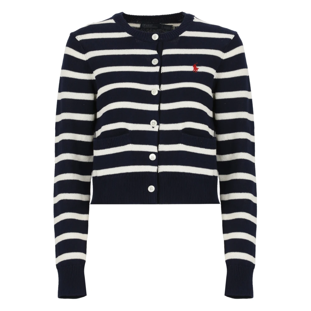 Polo Ralph Lauren Gestreepte katoenen vest met ponyborduursel Blue Dames