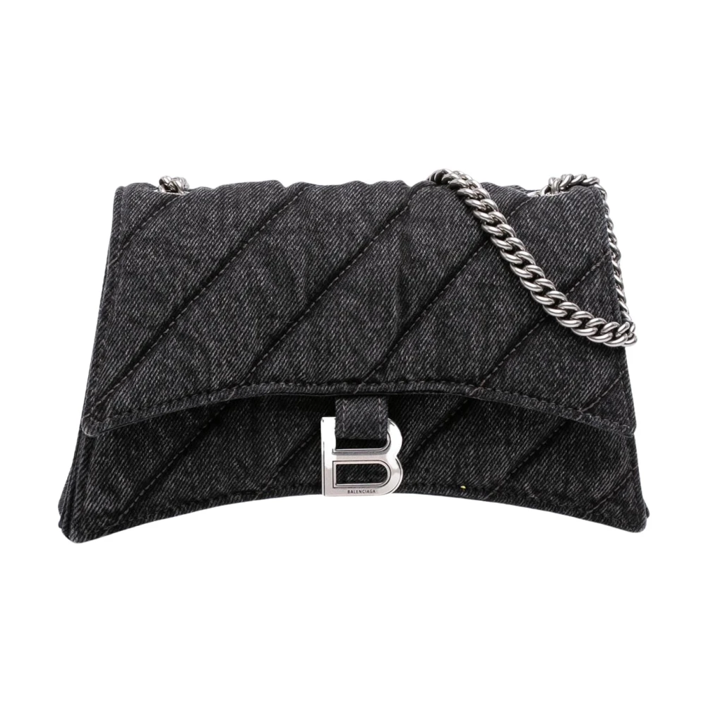 Balenciaga Vintage Women's Gray Pre-Owned Denim Quilted Shoulder Bag