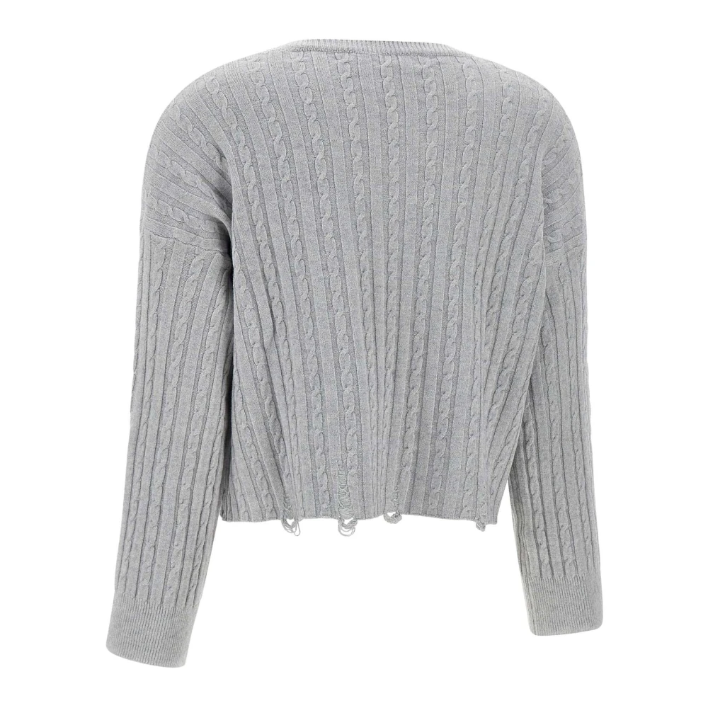 Kaos Angora Cable Gebreide Trui Grijs Gray Dames