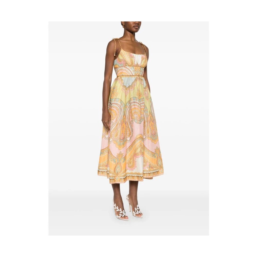 Zimmermann Gele Vierkante Hals Jurk Yellow Dames