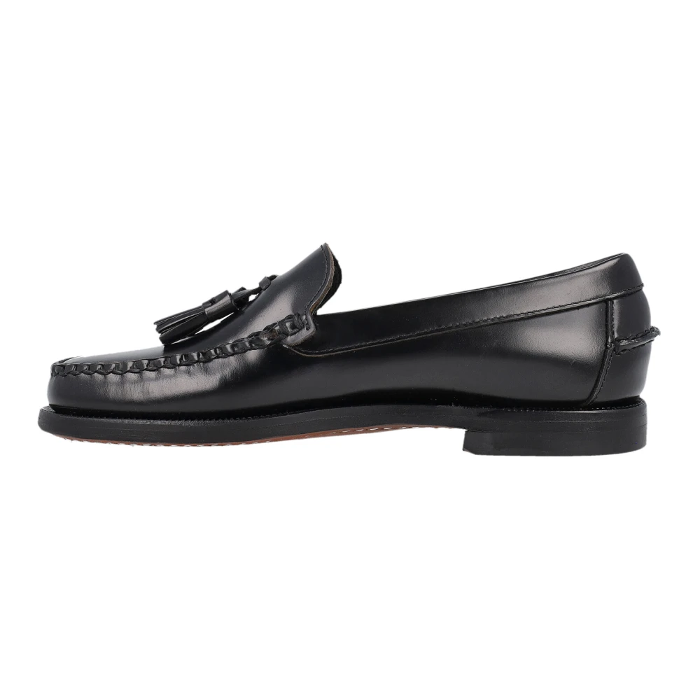 Sebago Handgemaakte Zwarte Leren Mocassins Black Dames