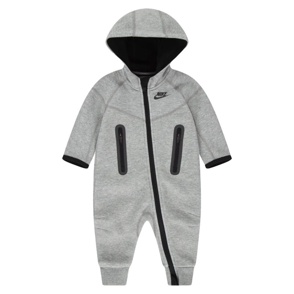 Nike Unisex Kids Gray Tech Fleece Hooded Coverall - Bodies & Sets - 18 M - Kids