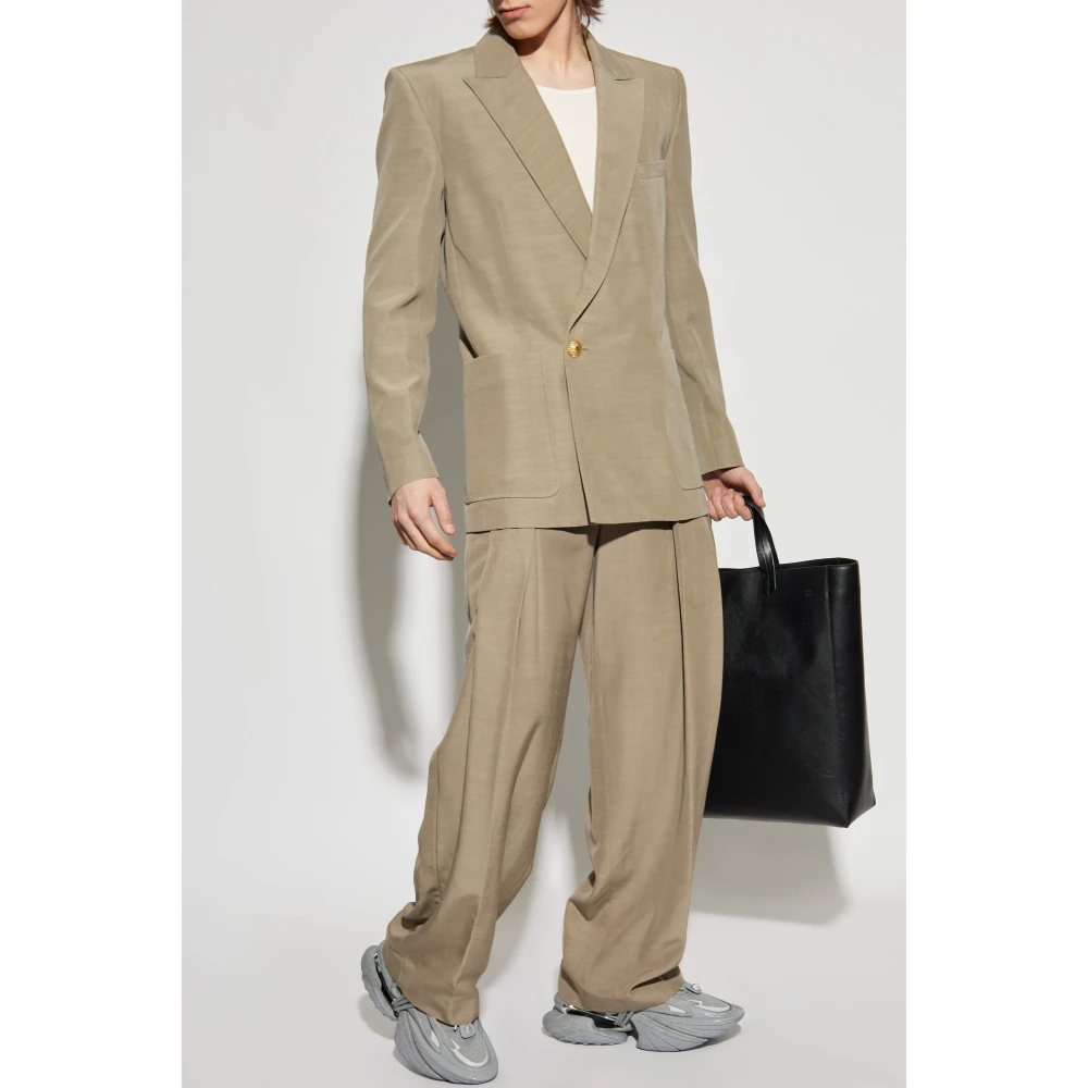 Balmain Wijde broek met plooien Beige Heren