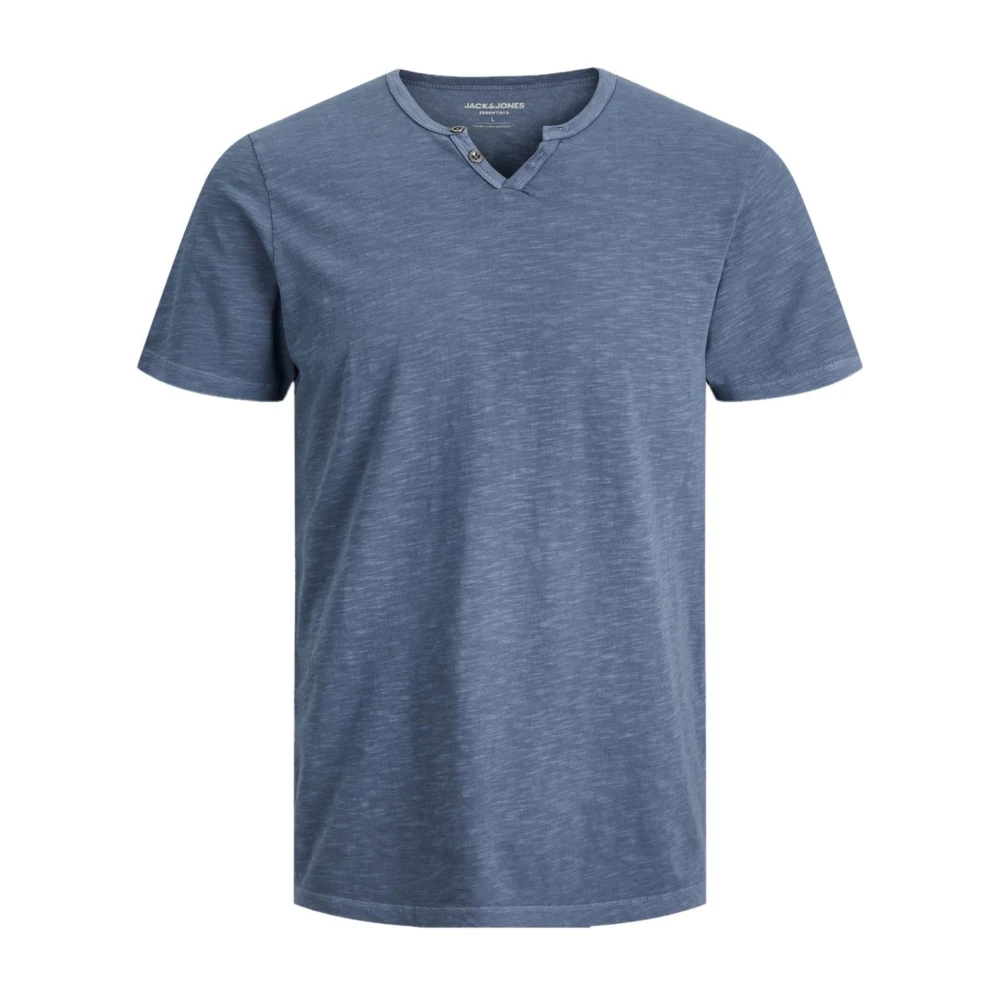 Blå V-hals T-skjorte for menn