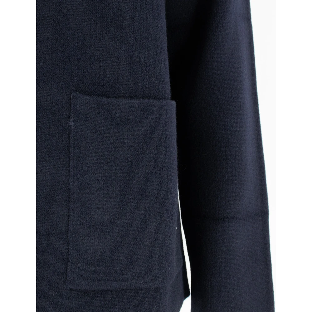 Le Tricot Perugia Elegante Gebreide Blazer met Reverskraag Blue Dames