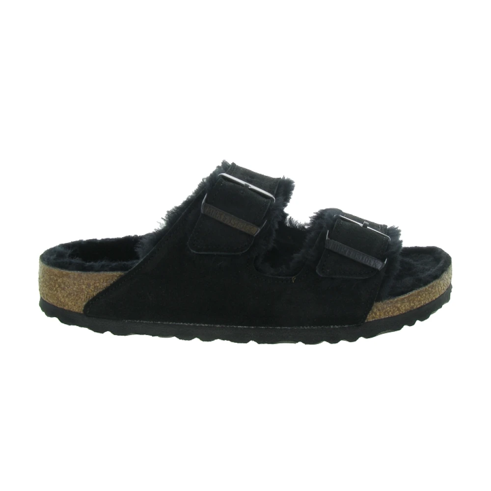 Birkenstock Shearling Arizona Sandaler Black, Herr