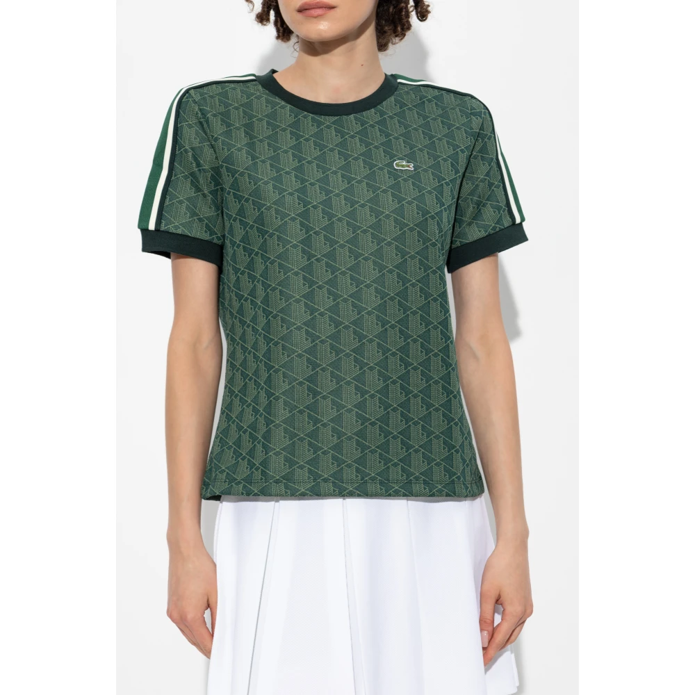 Lacoste T-shirt met monogram Green Dames