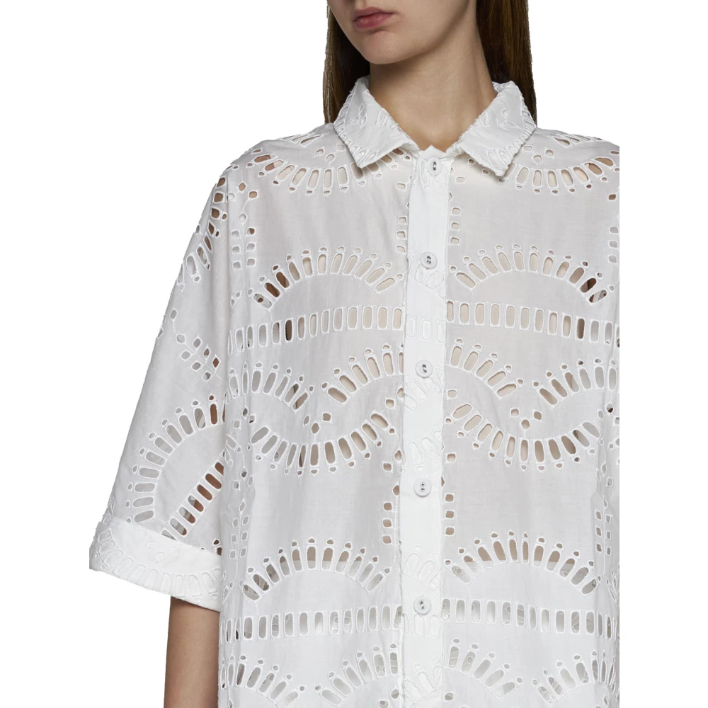 Charo Ruiz Ibiza Witte Broderie Anglaise Overhemd White Dames