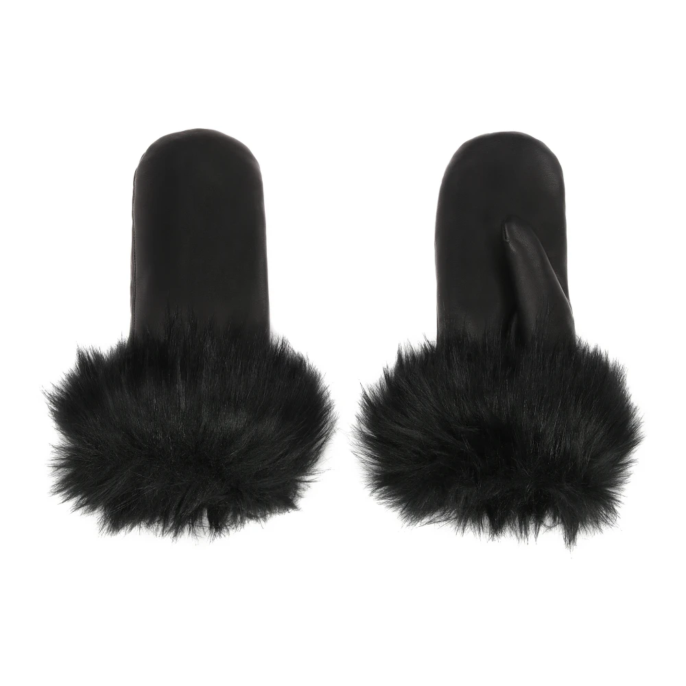 Kazar Elegante leren dameshandschoenen afgewerkt met synthetische bont Black Dames