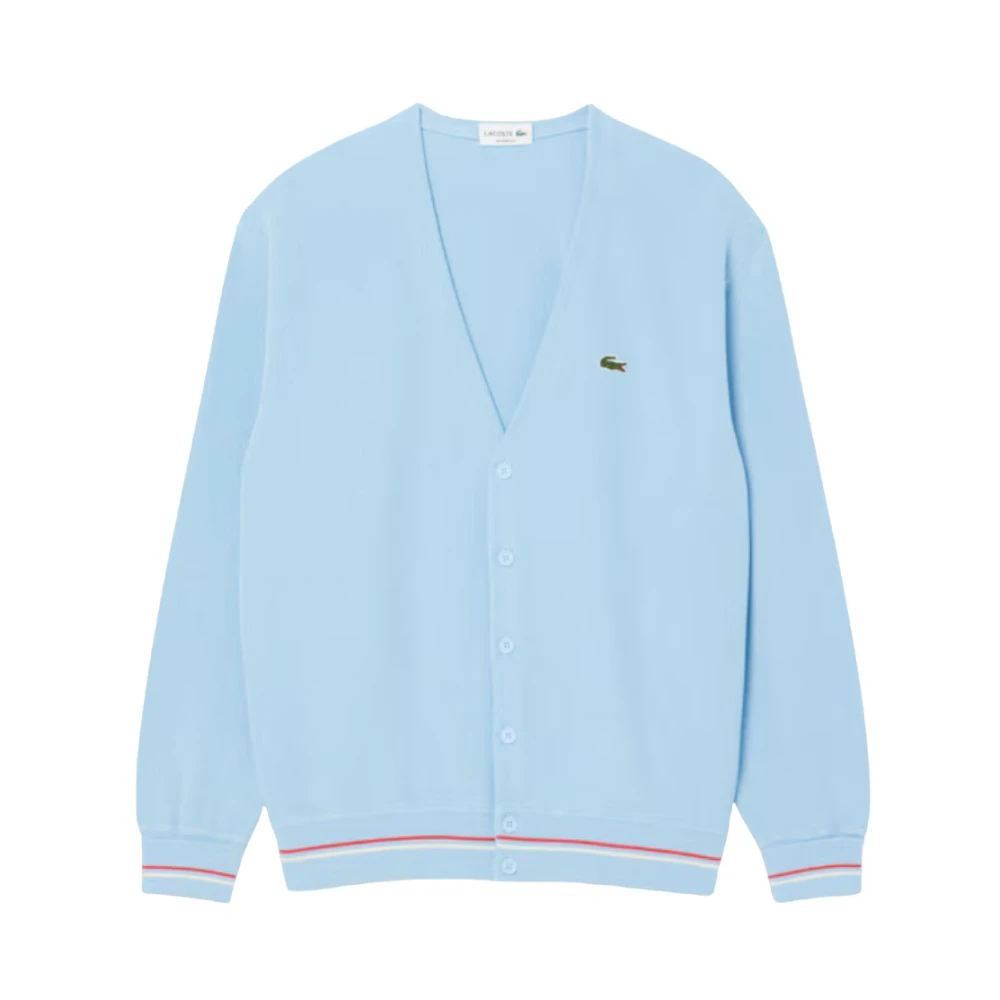Lacoste Ruimvallende katoenen cardigan met streepdetails Blue Heren