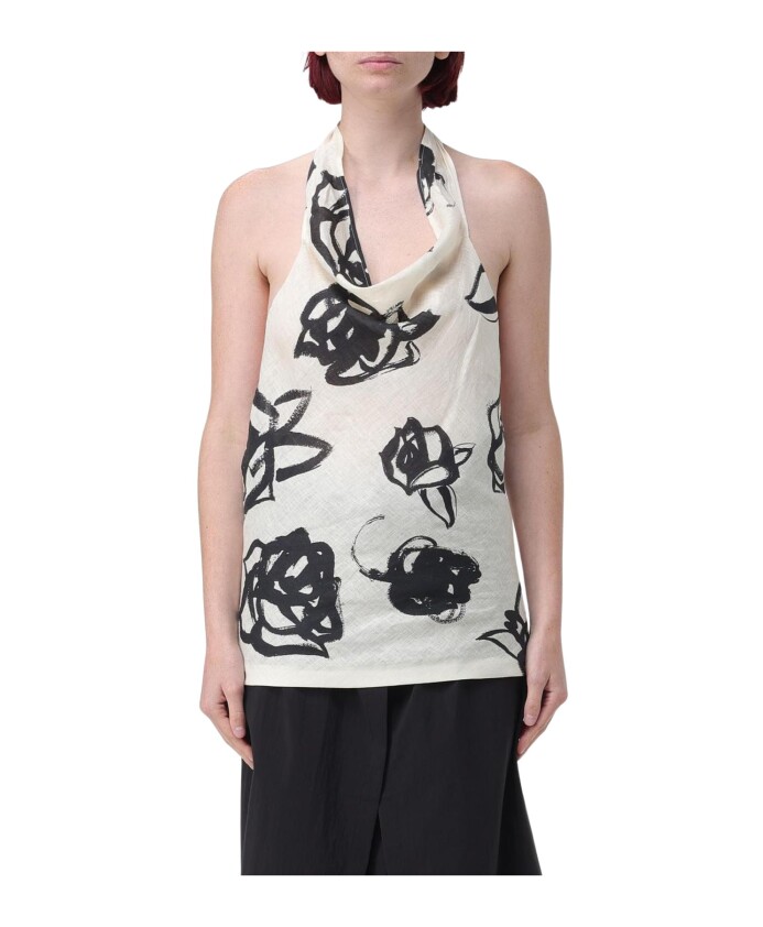top-jaune-creme-col-halter