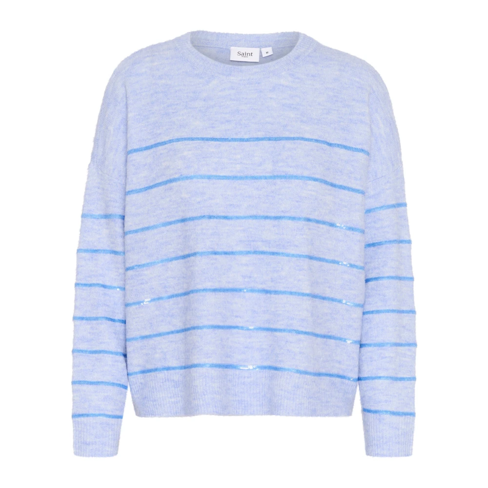 Saint Tropez Heather Melange Gebreide Trui Blue Dames