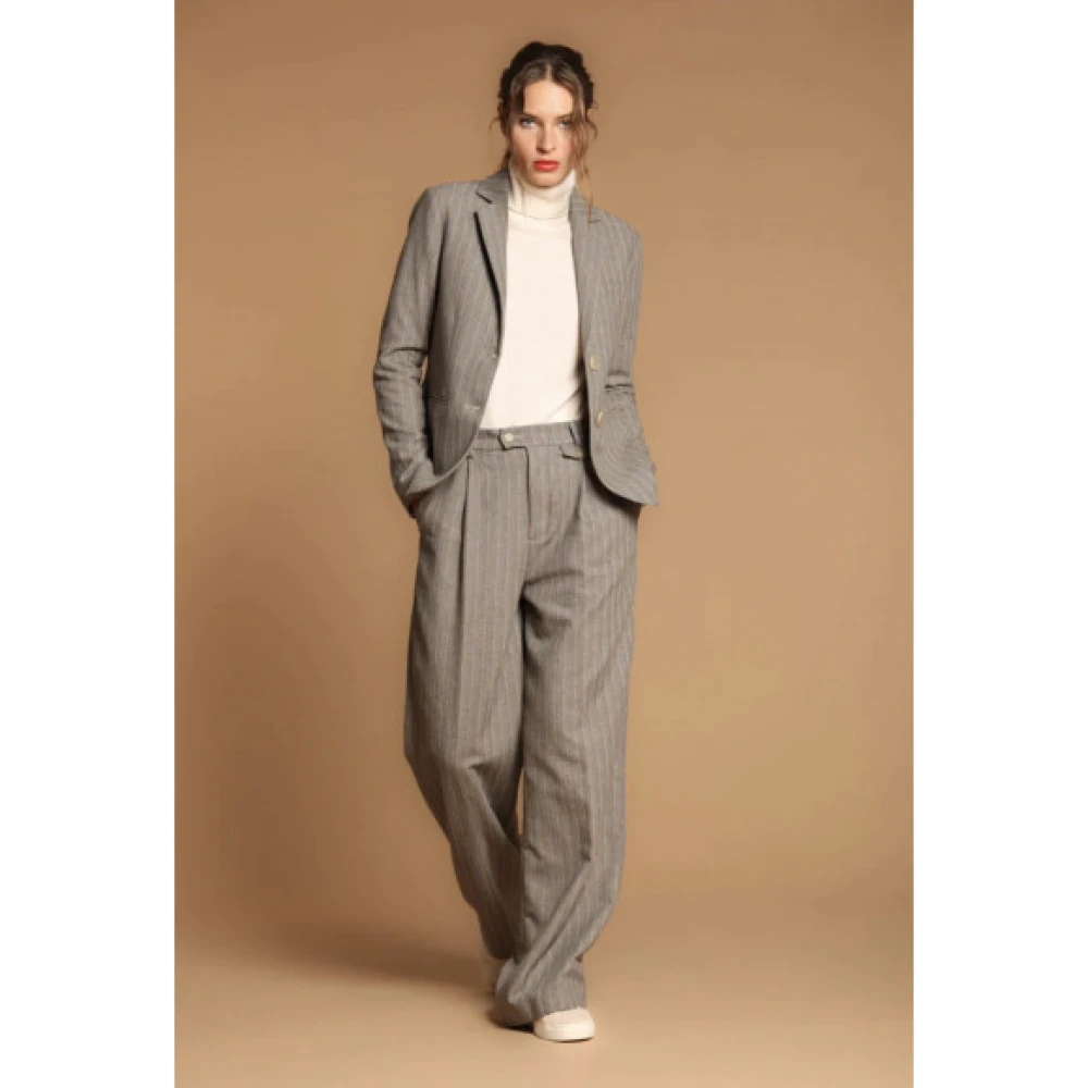 Mason's Beige Chino Broek met Lurex Streep Gray Dames